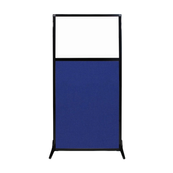 Work Station Screen 33" x 70" Royal Blue Fabric With Clear Window